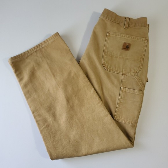 Carhartt Jeans Dungaree Fit Men's Size 38x34 Brown Carpenter Pants - Picture 1 of 13